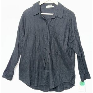 Abercrombie & Fitch Oversized Black Linen Long Sleeve Button Down Blouse Size M